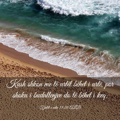 Picture 03 - Fjalët e urta 13:20 ALB - Kush shkon me të urtët bëhet i urtë, por - Bible Verse Picture
