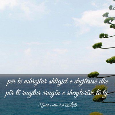 Picture 03 - Fjalët e urta 2:8 ALB - për të mbrojtur shtigjet e drejtësisë dhe - Bible Verse Picture