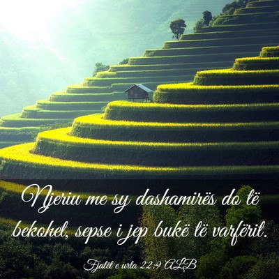 Picture 03 - Fjalët e urta 22:9 ALB - Njeriu me sy dashamirës do të bekohet, sepse i - Bible Verse Picture
