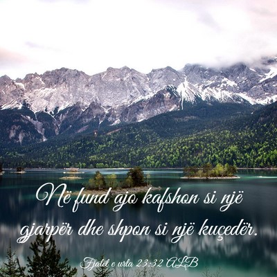 Picture 03 - Fjalët e urta 23:32 ALB - Në fund ajo kafshon si një gjarpër dhe shpon - Bible Verse Picture