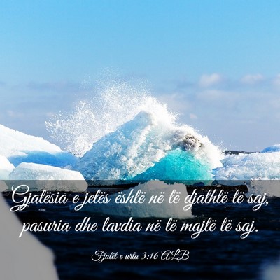 Picture 03 - Fjalët e urta 3:16 ALB - Gjatësia e jetës është në të djathtë të - Bible Verse Picture