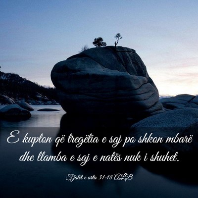 Picture 03 - Fjalët e urta 31:18 ALB - E kupton që tregëtia e saj po shkon mbarë dhe - Bible Verse Picture