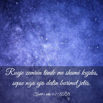 Picture 03 - Fjalët e urta 4:23 ALB - Ruaje zemrën tënde me shumë kujdes, sepse nga - Bible Verse Picture