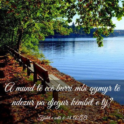 Picture 03 - Fjalët e urta 6:28 ALB - A mund të ecë burri mbi qymyr të ndezur pa - Bible Verse Picture