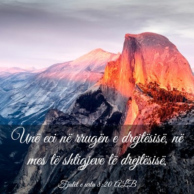 Picture 03 - Fjalët e urta 8:20 ALB - Unë eci në rrugën e drejtësisë, në mes të - Bible Verse Picture