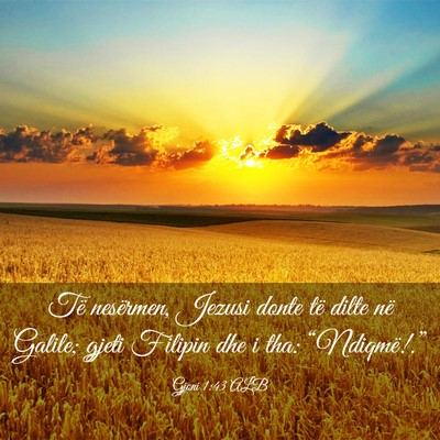 Picture 03 - Gjoni 1:43 ALB - Të nesërmen, Jezusi donte të dilte në Galile; - Bible Verse Picture