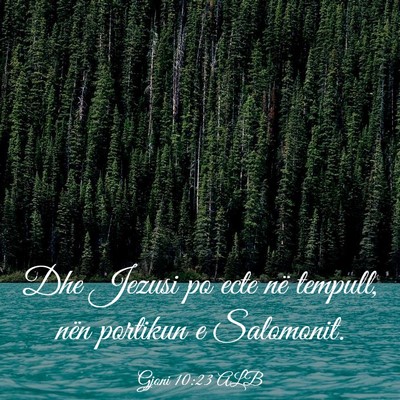 Picture 03 - Gjoni 10:23 ALB - Dhe Jezusi po ecte në tempull, nën portikun e - Bible Verse Picture