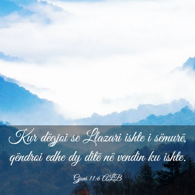Picture 03 - Gjoni 11:6 ALB - Kur dëgjoi se Llazari ishte i sëmurë, qëndroi - Bible Verse Picture