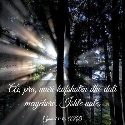 Picture 03 - Gjoni 13:30 ALB - Ai, pra, mori kafshatën dhe doli menjëherë. - Bible Verse Picture
