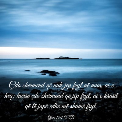 Picture 03 - Gjoni 15:2 ALB - Çdo shermend që nuk jep fryt në mua, ai e heq; - Bible Verse Picture
