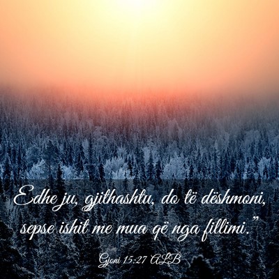 Picture 03 - Gjoni 15:27 ALB - Edhe ju, gjithashtu, do të dëshmoni, sepse - Bible Verse Picture