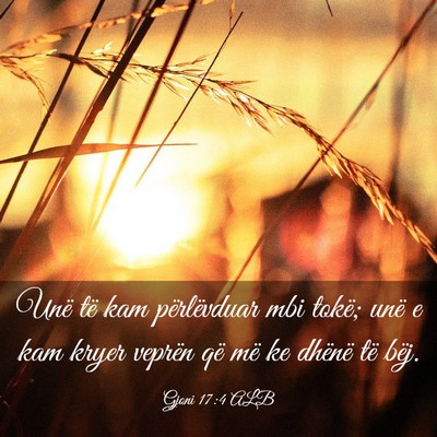 Picture 03 - Gjoni 17:4 ALB - Unë të kam përlëvduar mbi tokë; unë e kam - Bible Verse Picture