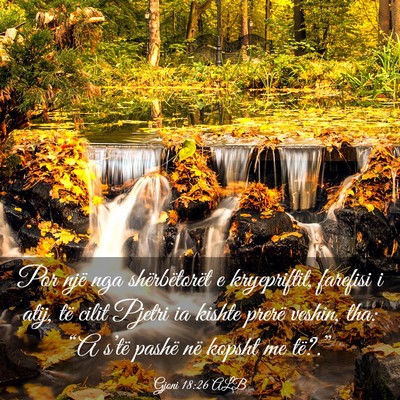 Picture 03 - Gjoni 18:26 ALB - Por një nga shërbëtorët e kryepriftit, - Bible Verse Picture