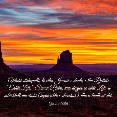Picture 03 - Gjoni 21:7 ALB - Atëherë dishepulli, të cilin Jezusi e donte, i - Bible Verse Picture