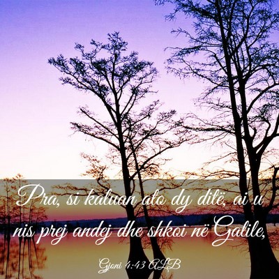 Picture 03 - Gjoni 4:43 ALB - Pra, si kaluan ato dy ditë, ai u nis prej andej - Bible Verse Picture