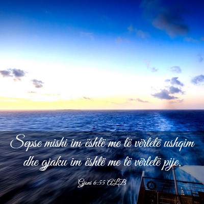 Picture 03 - Gjoni 6:55 ALB - Sepse mishi im është me të vërtetë ushqim - Bible Verse Picture