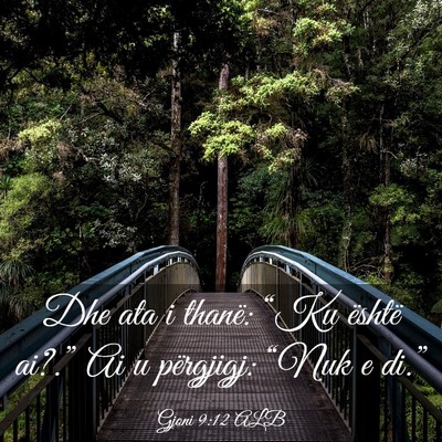 Picture 03 - Gjoni 9:12 ALB - Dhe ata i thanë: “Ku është ai?.” Ai u - Bible Verse Picture