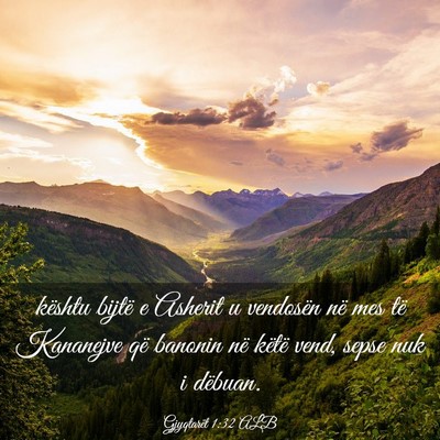 Picture 03 - Gjyqtarët 1:32 ALB - kështu bijtë e Asherit u vendosën në mes të - Bible Verse Picture