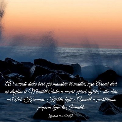 Picture 03 - Gjyqtarët 11:33 ALB - Ai i mundi duke bërë një masakër të madhe, - Bible Verse Picture