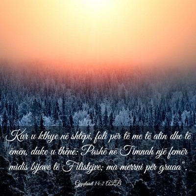 Picture 03 - Gjyqtarët 14:2 ALB - Kur u kthye në shtëpi, foli për të me të - Bible Verse Picture