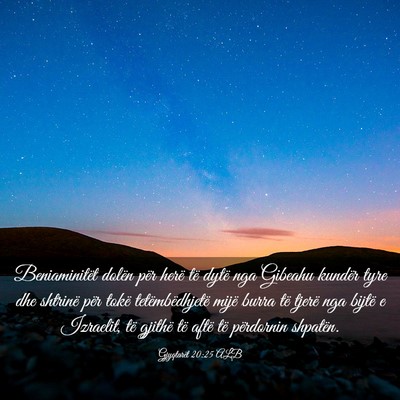 Picture 03 - Gjyqtarët 20:25 ALB - Beniaminitët dolën për herë të dytë nga - Bible Verse Picture