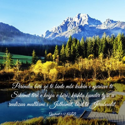 Picture 03 - Gjyqtarët 9:57 ALB - Perëndia bëri që të binte mbi kokën e - Bible Verse Picture