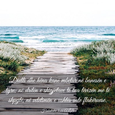 Picture 03 - Habakuku 3:11 ALB - Dielli dhe hëna kanë mbetur në banesën e - Bible Verse Picture