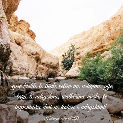 Picture 03 - Hebrenjve 9:10 ALB - sepse kishte të bënte vetëm me ushqime, pije, - Bible Verse Picture