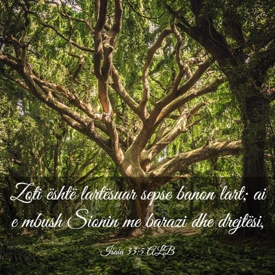 Picture 03 - Isaia 33:5 ALB - Zoti është lartësuar sepse banon lart; ai e - Bible Verse Picture