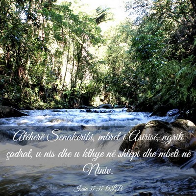 Picture 03 - Isaia 37:37 ALB - Atëherë Senakeribi, mbret i Asirisë, ngriti - Bible Verse Picture