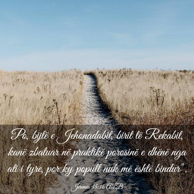Picture 03 - Jeremia 35:16 ALB - Po, bijtë e Jehonadabit, birit të Rekabit, - Bible Verse Picture