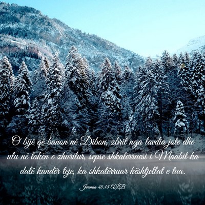 Picture 03 - Jeremia 48:18 ALB - O bijë që banon në Dibon, zbrit nga lavdia - Bible Verse Picture