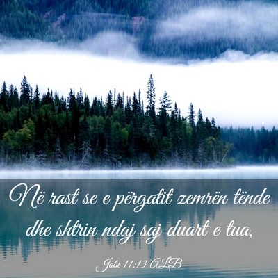 Picture 03 - Jobi 11:13 ALB - Në rast se e përgatit zemrën tënde dhe shtrin - Bible Verse Picture