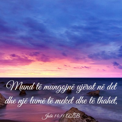 Picture 03 - Jobi 14:11 ALB - Mund të mungojnë ujërat në det dhe një lumë - Bible Verse Picture
