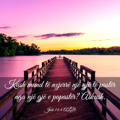 Picture 03 - Jobi 14:4 ALB - Kush mund të nxjerrë një gjë të pastër nga - Bible Verse Picture