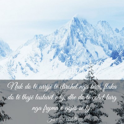 Picture 03 - Jobi 15:30 ALB - Nuk do të arrijë të çlirohet nga terri, flaka - Bible Verse Picture