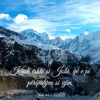 Picture 03 - Jobi 34:7 ALB - Kush është si Jobi, që e pi përqeshjen si - Bible Verse Picture