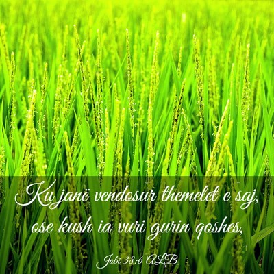 Picture 03 - Jobi 38:6 ALB - Ku janë vendosur themelet e saj, ose kush ia - Bible Verse Picture