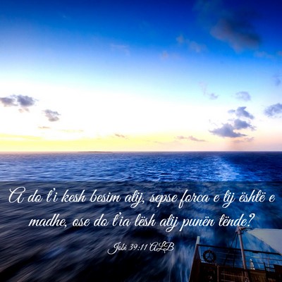 Picture 03 - Jobi 39:11 ALB - A do t’i kesh besim atij, sepse forca e tij - Bible Verse Picture