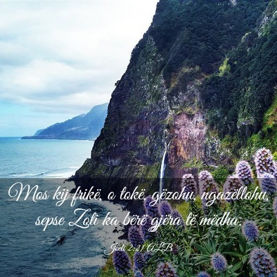 Picture 03 - Joeli 2:21 ALB - Mos kij frikë, o tokë, gëzohu, ngazëllohu, - Bible Verse Picture