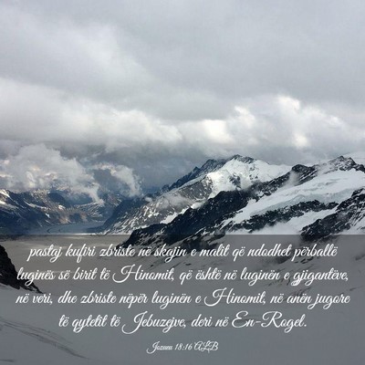 Picture 03 - Jozueu 18:16 ALB - pastaj kufiri zbriste në skajin e malit që - Bible Verse Picture