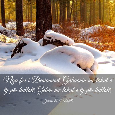 Picture 03 - Jozueu 21:17 ALB - Nga fisi i Beniaminit, Gabaonin me tokat e tij - Bible Verse Picture