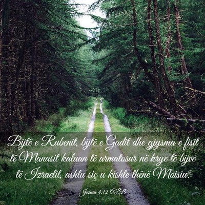 Picture 03 - Jozueu 4:12 ALB - Bijtë e Rubenit, bijtë e Gadit dhe gjysma e - Bible Verse Picture