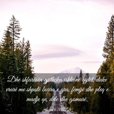 Picture 03 - Jozueu 6:21 ALB - Dhe shfarosën gjithçka ishte në qytet, duke - Bible Verse Picture