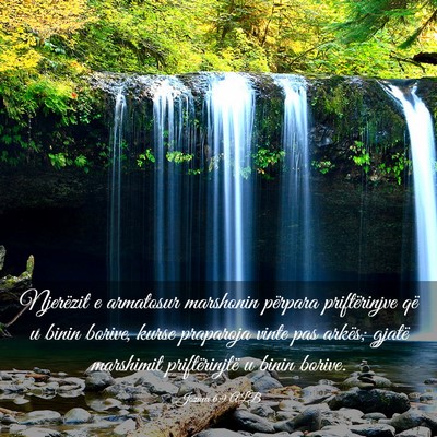 Picture 03 - Jozueu 6:9 ALB - Njerëzit e armatosur marshonin përpara - Bible Verse Picture