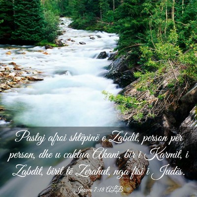 Picture 03 - Jozueu 7:18 ALB - Pastaj afroi shtëpinë e Zabdit, person për - Bible Verse Picture