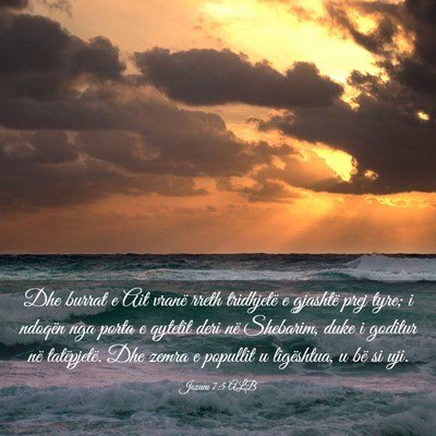 Picture 03 - Jozueu 7:5 ALB - Dhe burrat e Ait vranë rreth tridhjetë e - Bible Verse Picture
