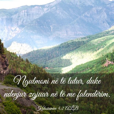 Picture 03 - Kolosianëve 4:2 ALB - Ngulmoni në të lutur, duke ndenjur zgjuar në - Bible Verse Picture