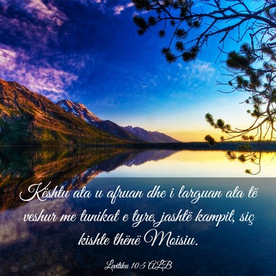 Picture 03 - Levitiku 10:5 ALB - Kështu ata u afruan dhe i larguan ata të veshur - Bible Verse Picture