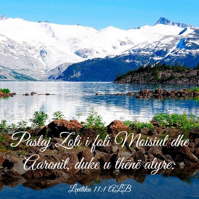 Picture 03 - Levitiku 11:1 ALB - Pastaj Zoti i foli Moisiut dhe Aaronit, duke u - Bible Verse Picture